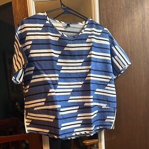 Striped Blue and White Women's Blouse